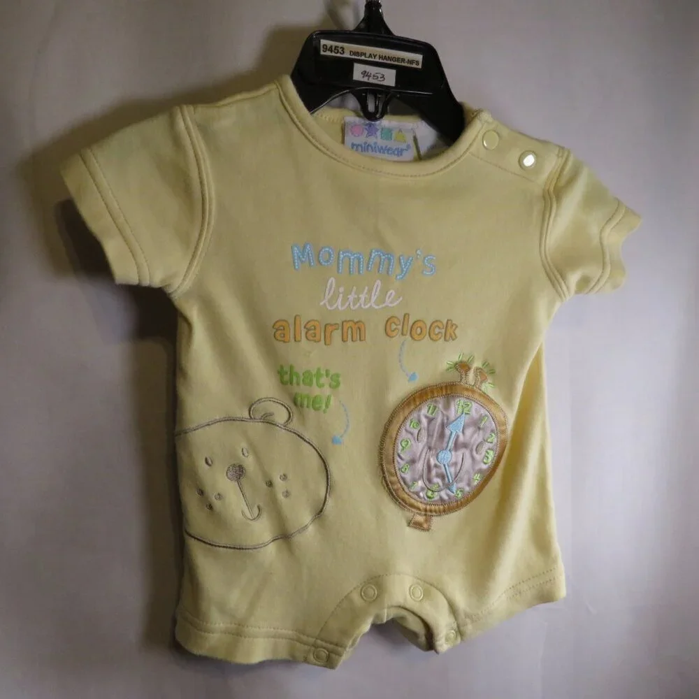 Baby Mommy's little alarm clock bodysuit neutral 100% cotton Preemie embroider